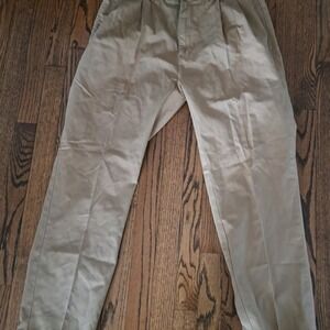 Polo Ralph Lauren Hammond Pant Mens Khaki‎ Tan Pleated Cuffed Chinos 100% Cotton